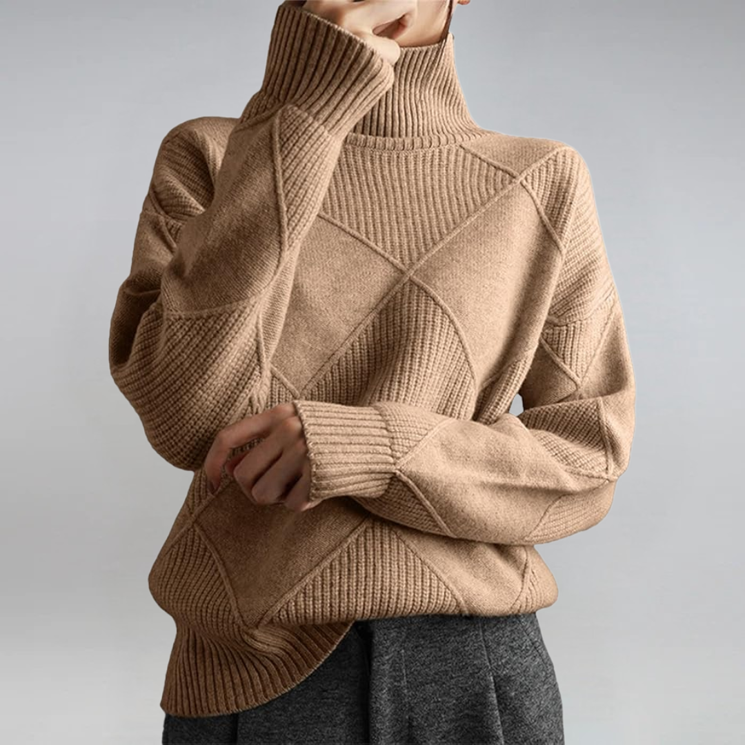 Bo | Women's Turtleneck Sweater Relaxed Fit Knit Pullover