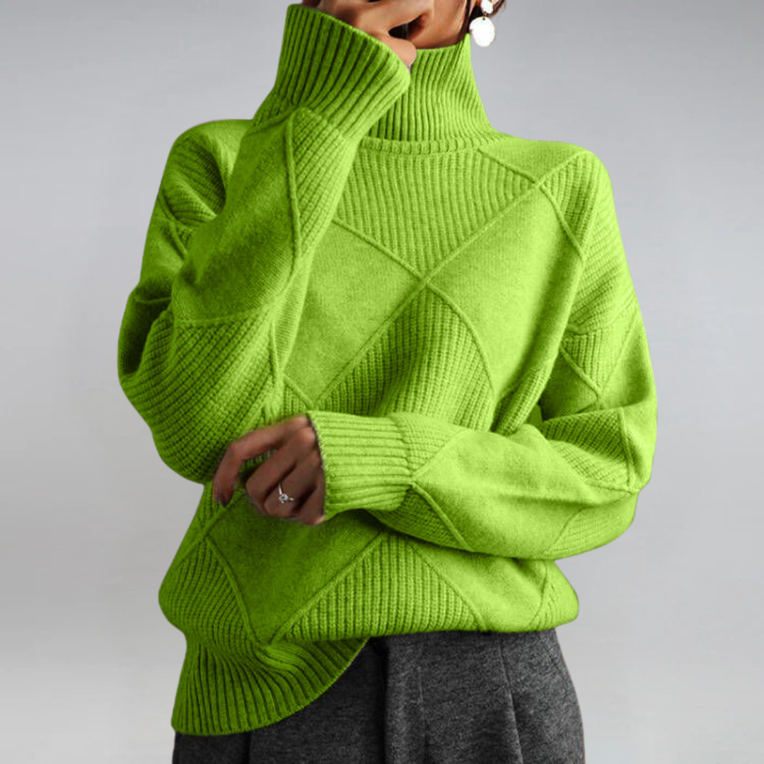Bo | Women's Turtleneck Sweater Relaxed Fit Knit Pullover