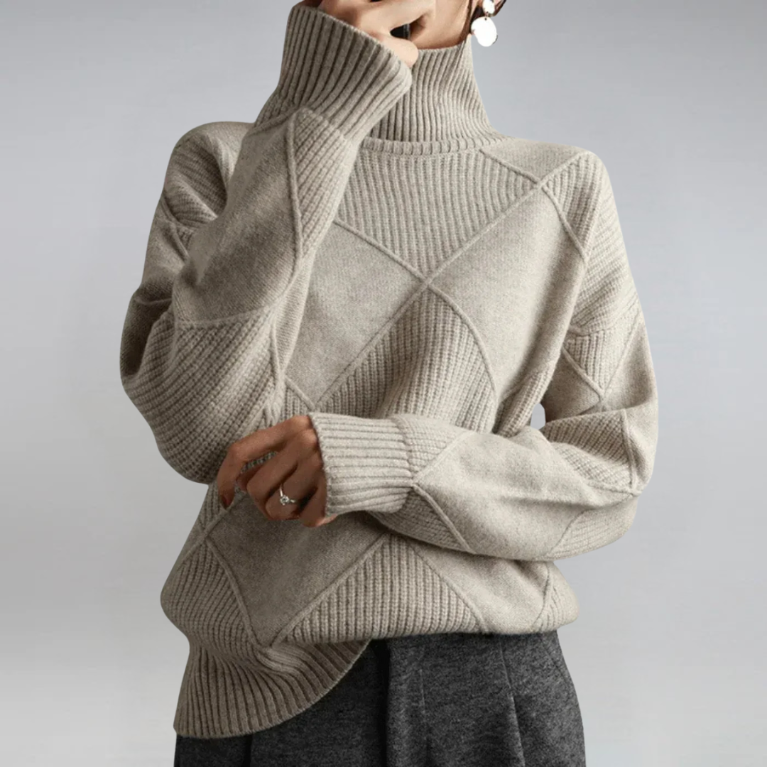 Bo | Women's Turtleneck Sweater Relaxed Fit Knit Pullover