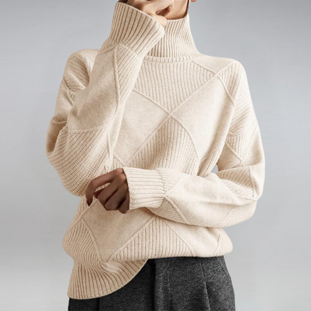 Bo | Women's Turtleneck Sweater Relaxed Fit Knit Pullover