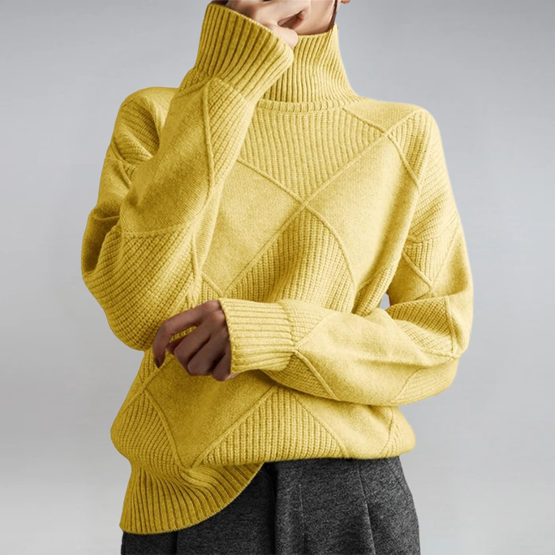 Bo | Women's Turtleneck Sweater Relaxed Fit Knit Pullover