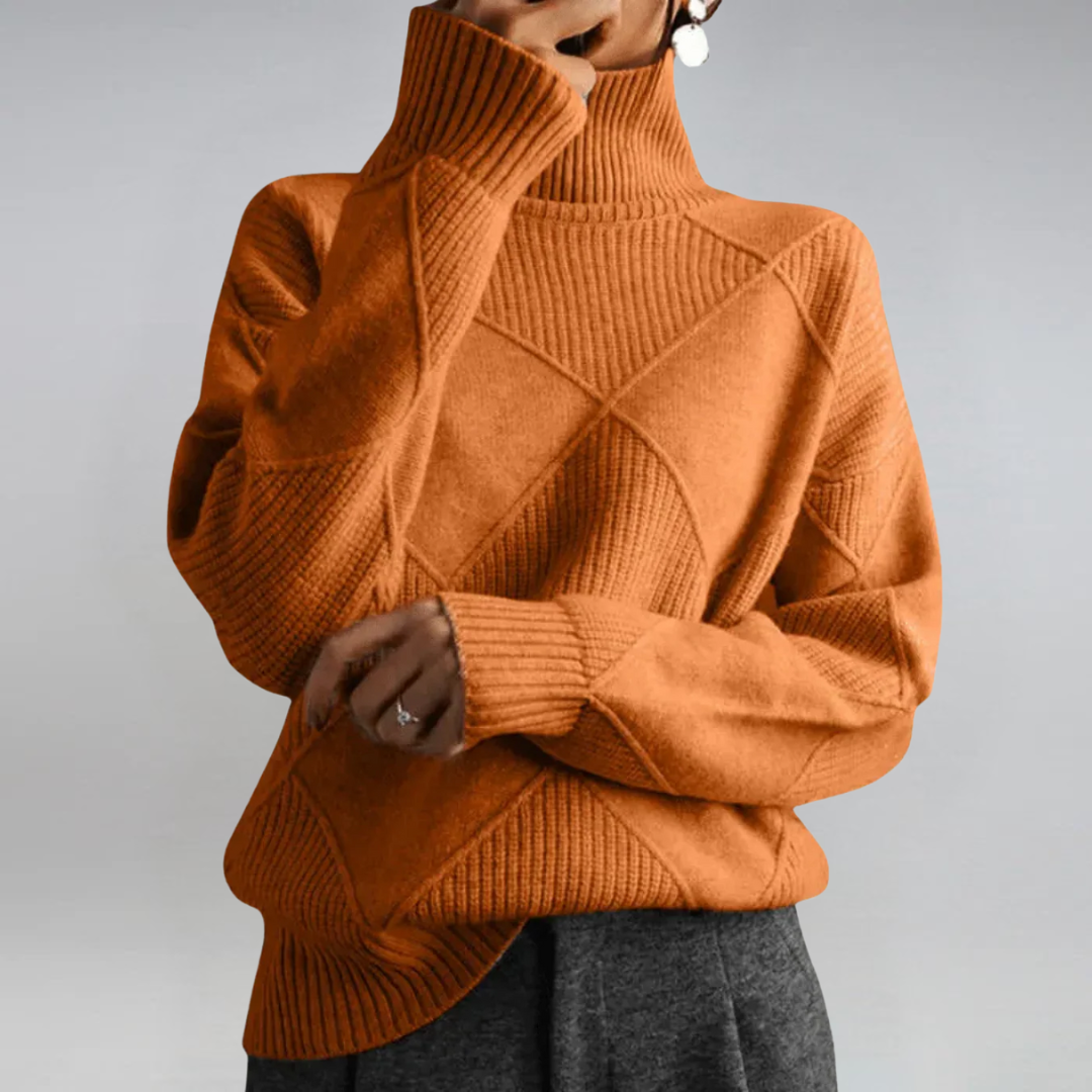 Bo | Women's Turtleneck Sweater Relaxed Fit Knit Pullover