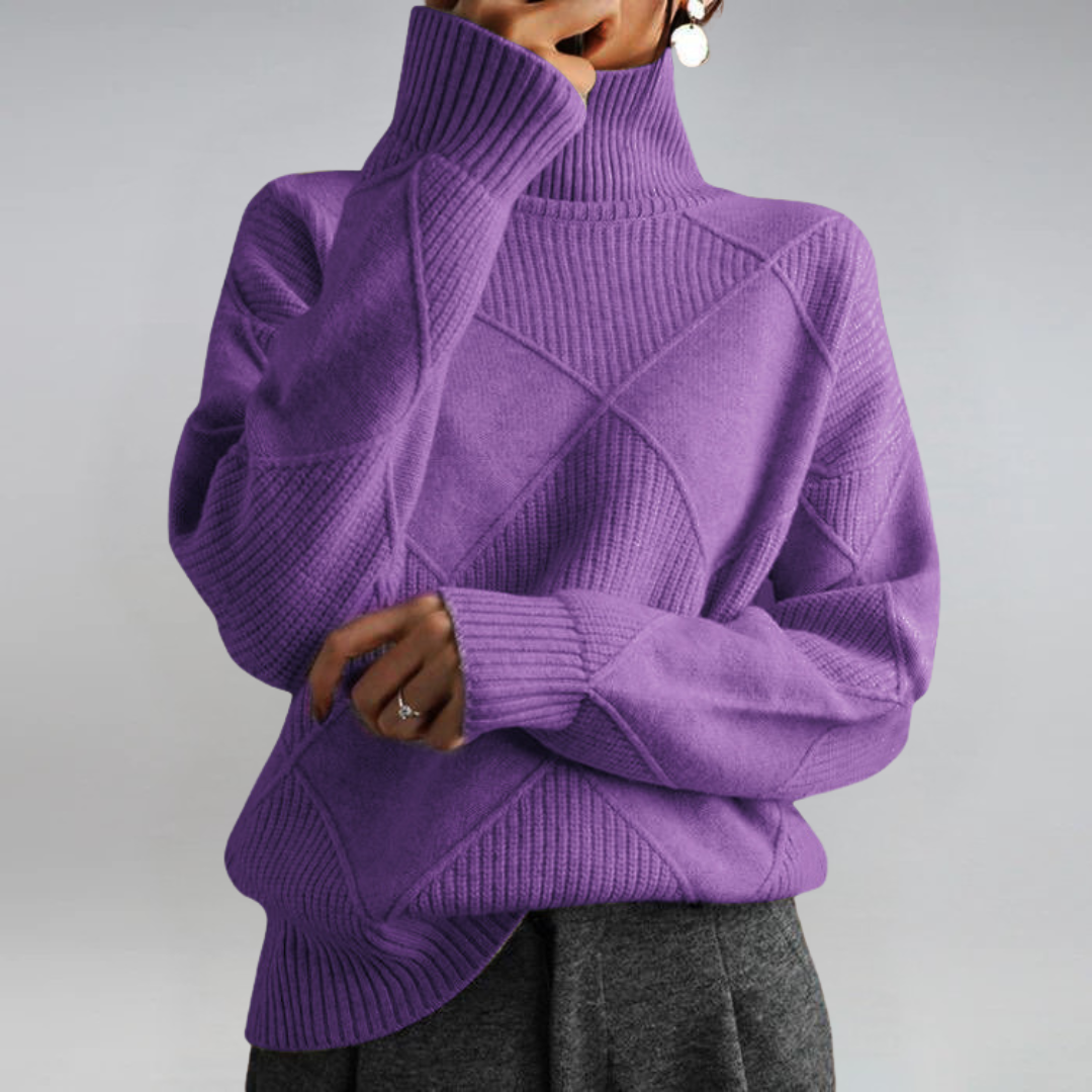 Bo | Women's Turtleneck Sweater Relaxed Fit Knit Pullover