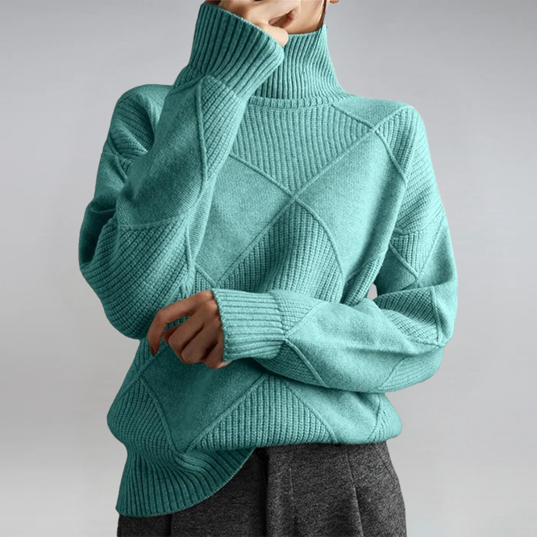 Bo | Women's Turtleneck Sweater Relaxed Fit Knit Pullover