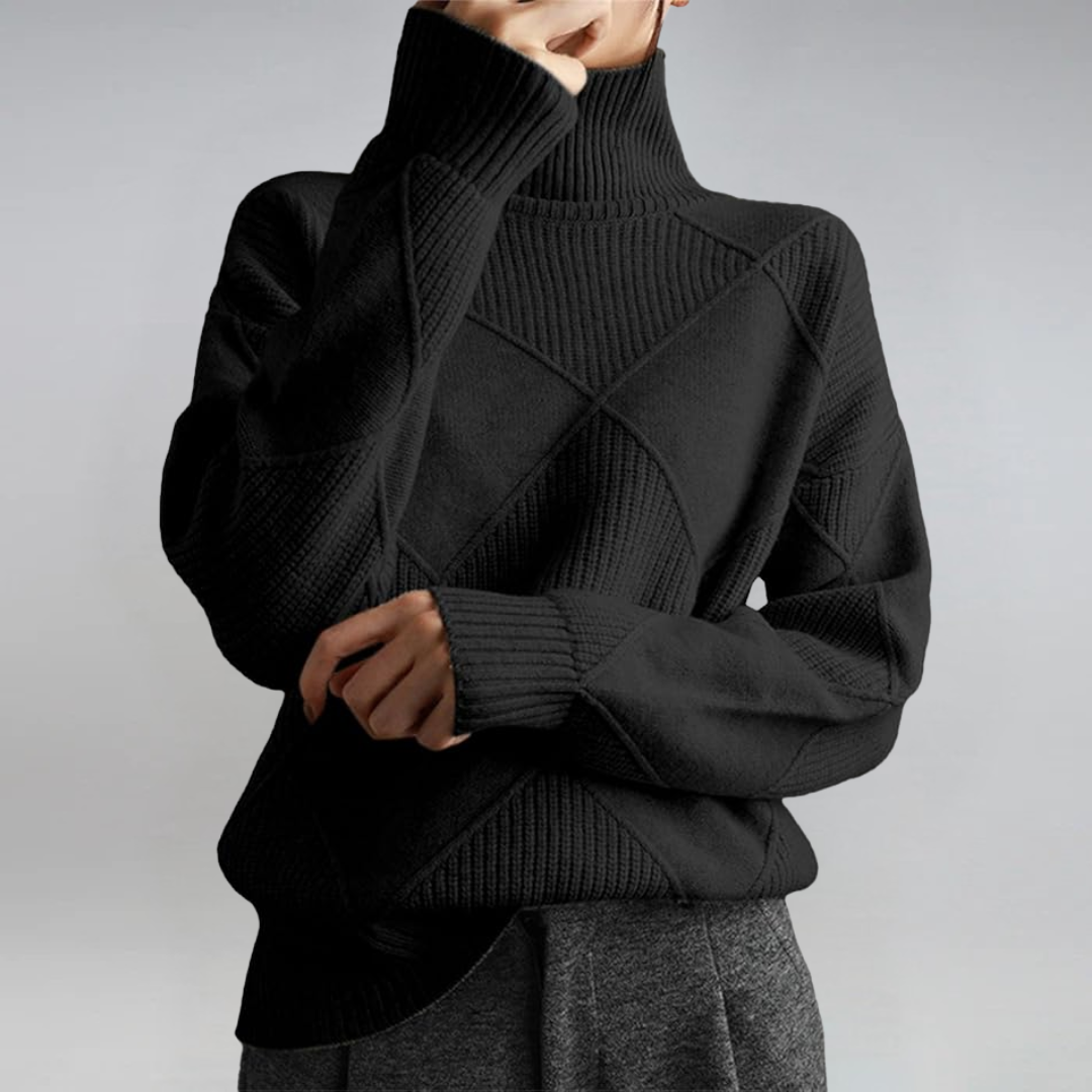 Bo | Women's Turtleneck Sweater Relaxed Fit Knit Pullover
