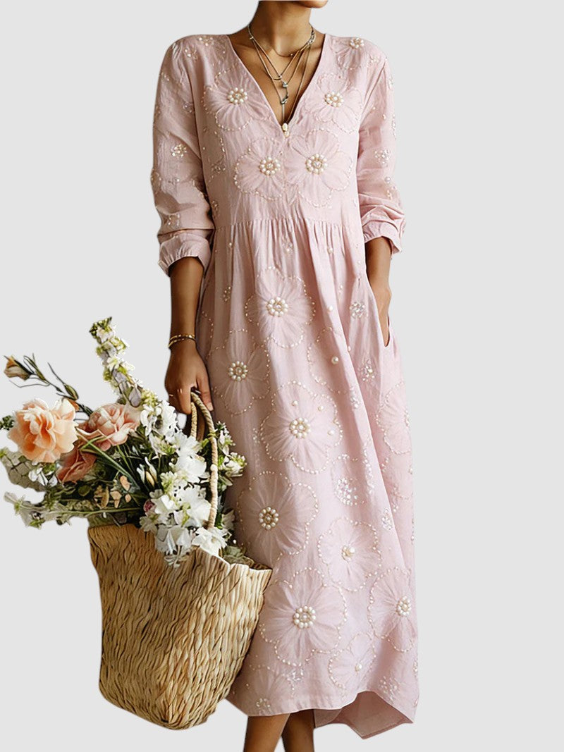 Lena | Womens Dress for Wedding Guests, Elegant Floral Midi Summer Dress 3