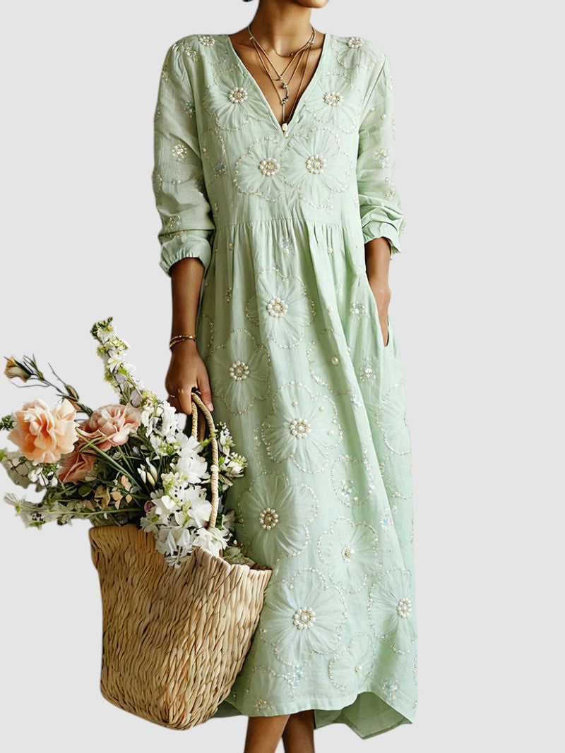 Lena | Womens Dress for Wedding Guests, Elegant Floral Midi Summer Dress 4