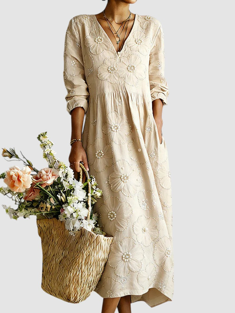 Lena | Womens Dress for Wedding Guests, Elegant Floral Midi Summer Dress 5