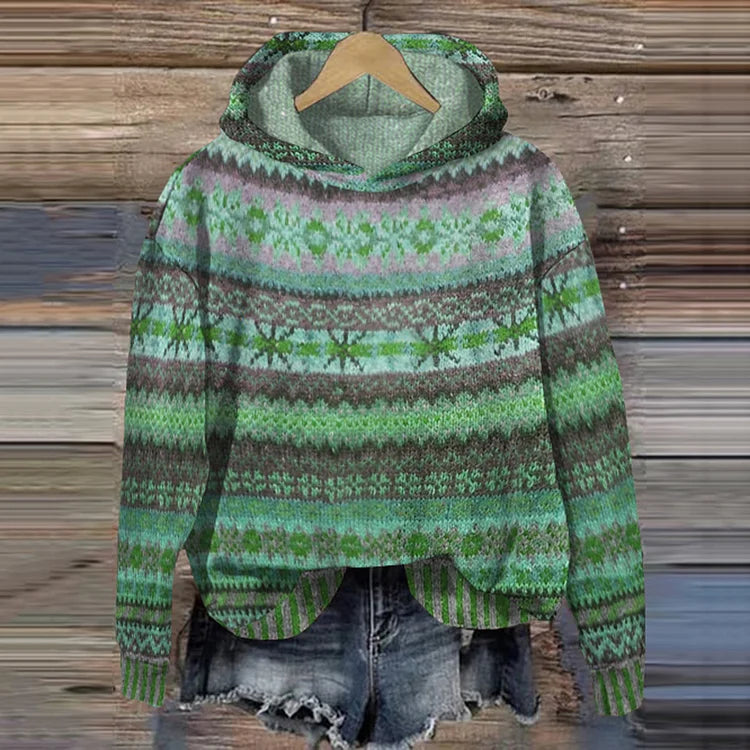 Lina | Women's Oversized Turtleneck Sweater – Ethnic Print
