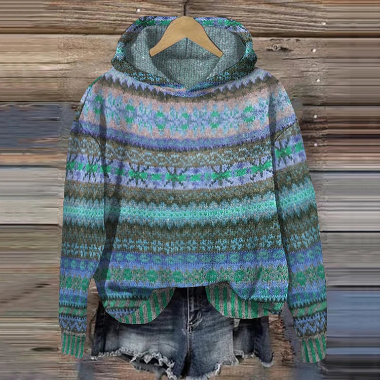 Lina | Women's Oversized Turtleneck Sweater – Ethnic Print