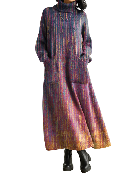 Lincy | Gradient Stripes Print Casual Cotton Knitted Dress