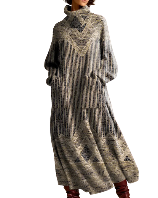 Liv | Geometry Pattern Art Print Casual Cotton Knitted Dress