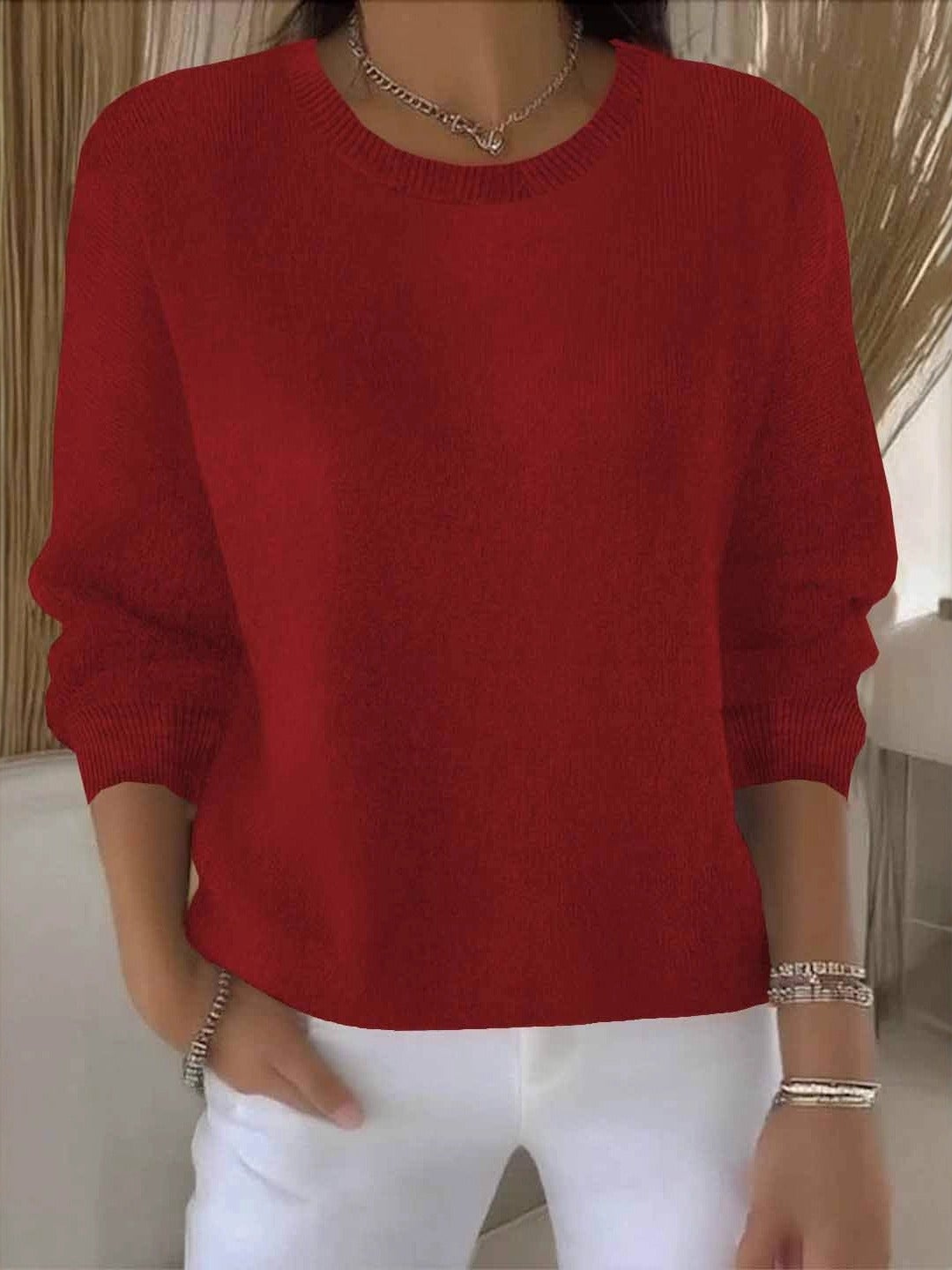 Lorie | Women's Crew Neck Pullover Sweater – Casual Outings