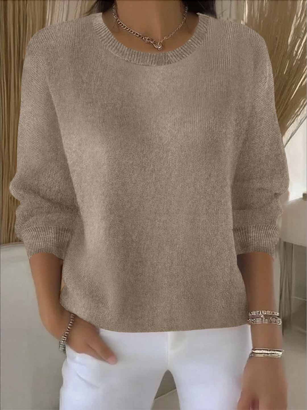 Lorie | Women's Crew Neck Pullover Sweater – Casual Outings