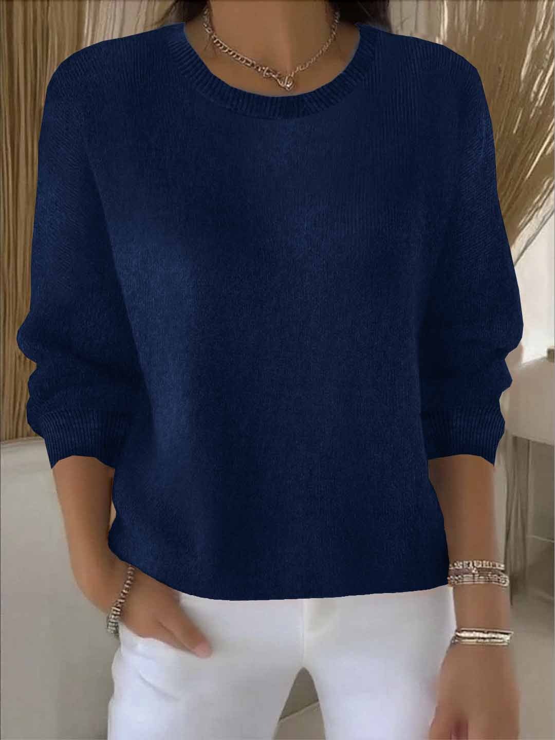 Lorie | Women's Crew Neck Pullover Sweater – Casual Outings