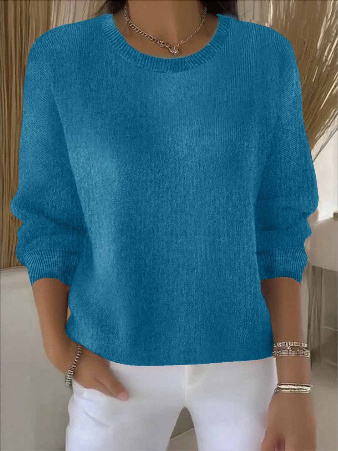 Lorie | Women's Crew Neck Pullover Sweater – Casual Outings