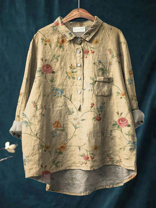 Mariah | Women's Vintage Floral Art Print Casual  Shirt 0