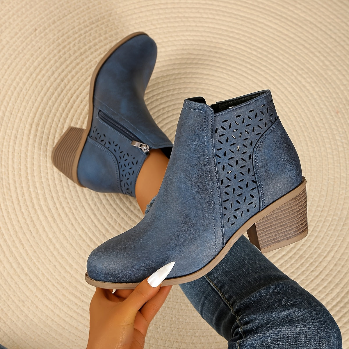 Nadalie | Laser-Cut Ankle Boots for Women
