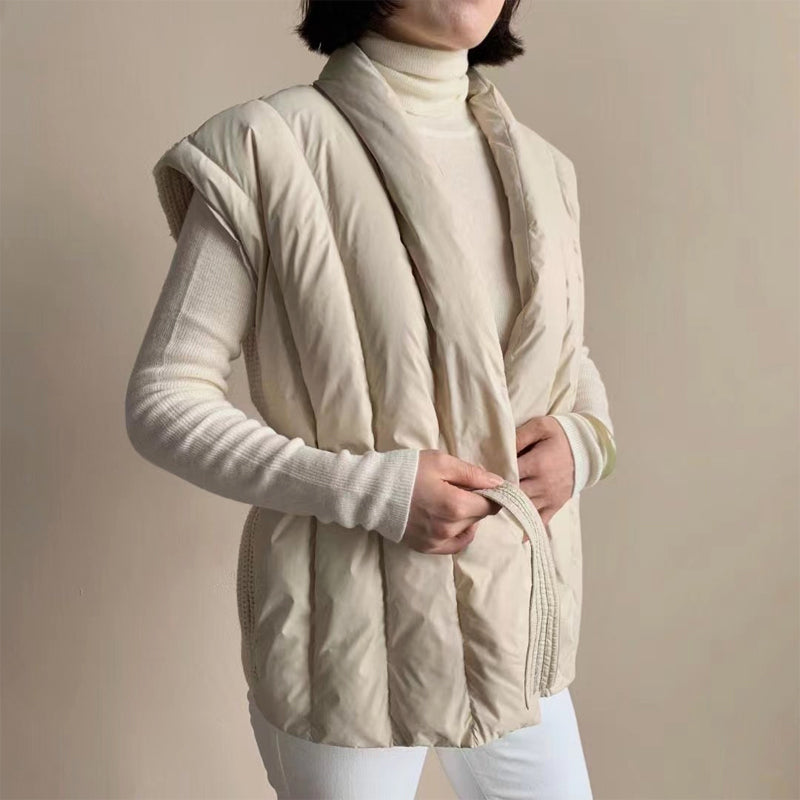 Cherry | Women's Belted Wrap Puffer Vest for Layered Outings