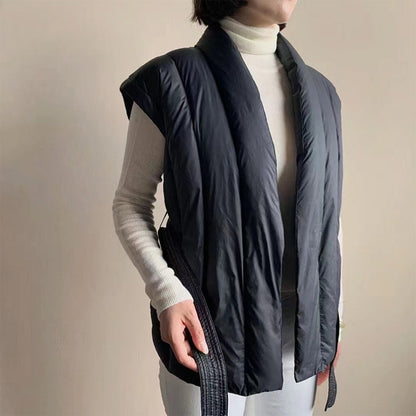 Cherry | Women's Belted Wrap Puffer Vest for Layered Outings