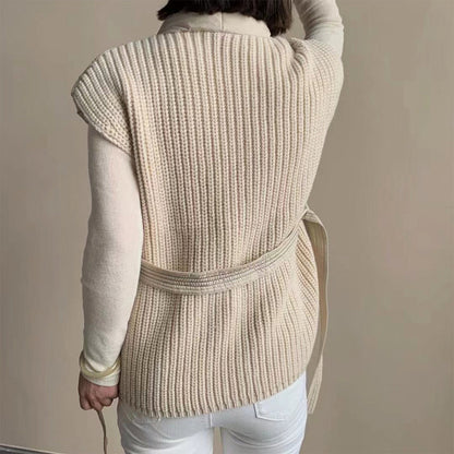 Cherry | Women's Belted Wrap Puffer Vest for Layered Outings