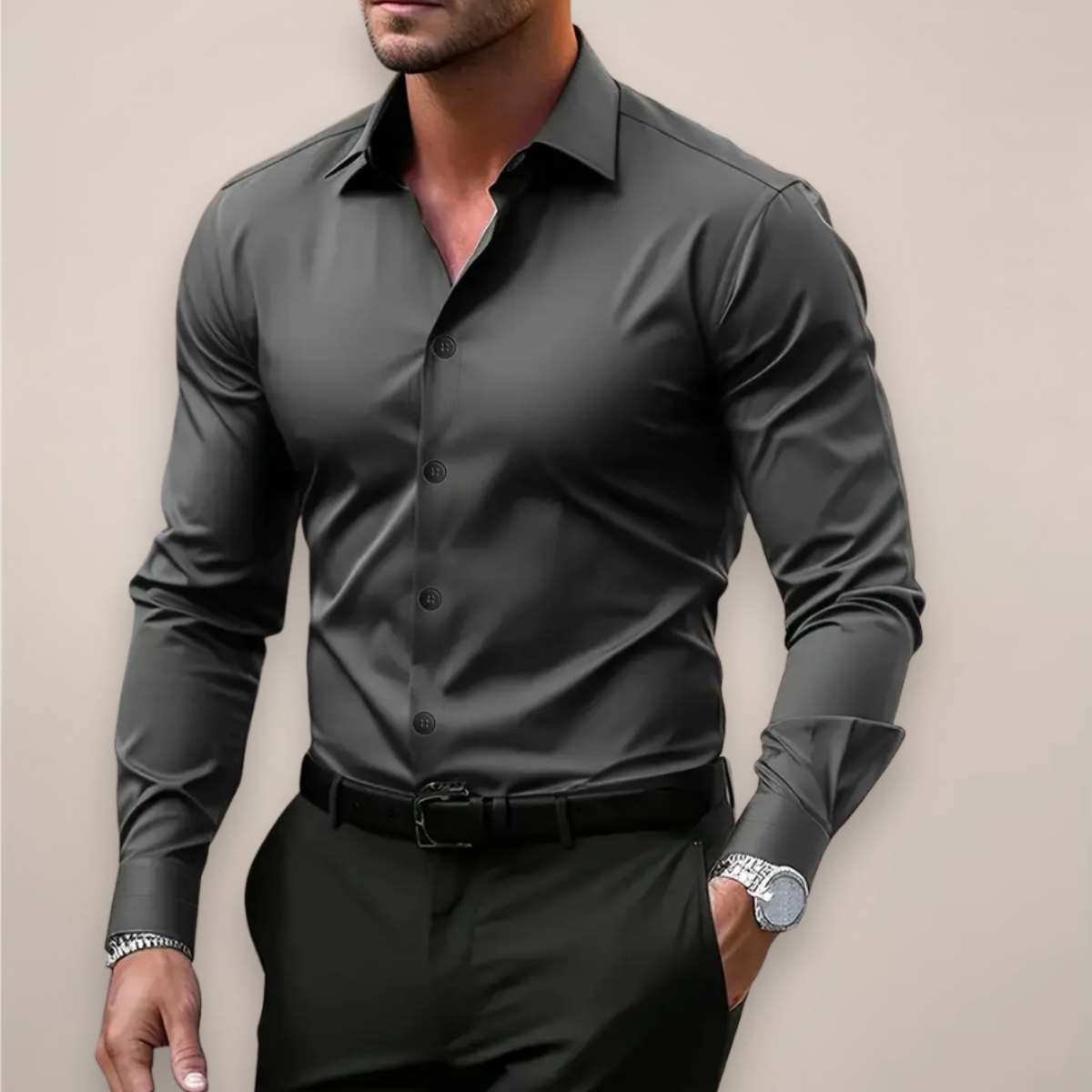 Levi | Button-Down Collar Long Sleeve Shirt for Men