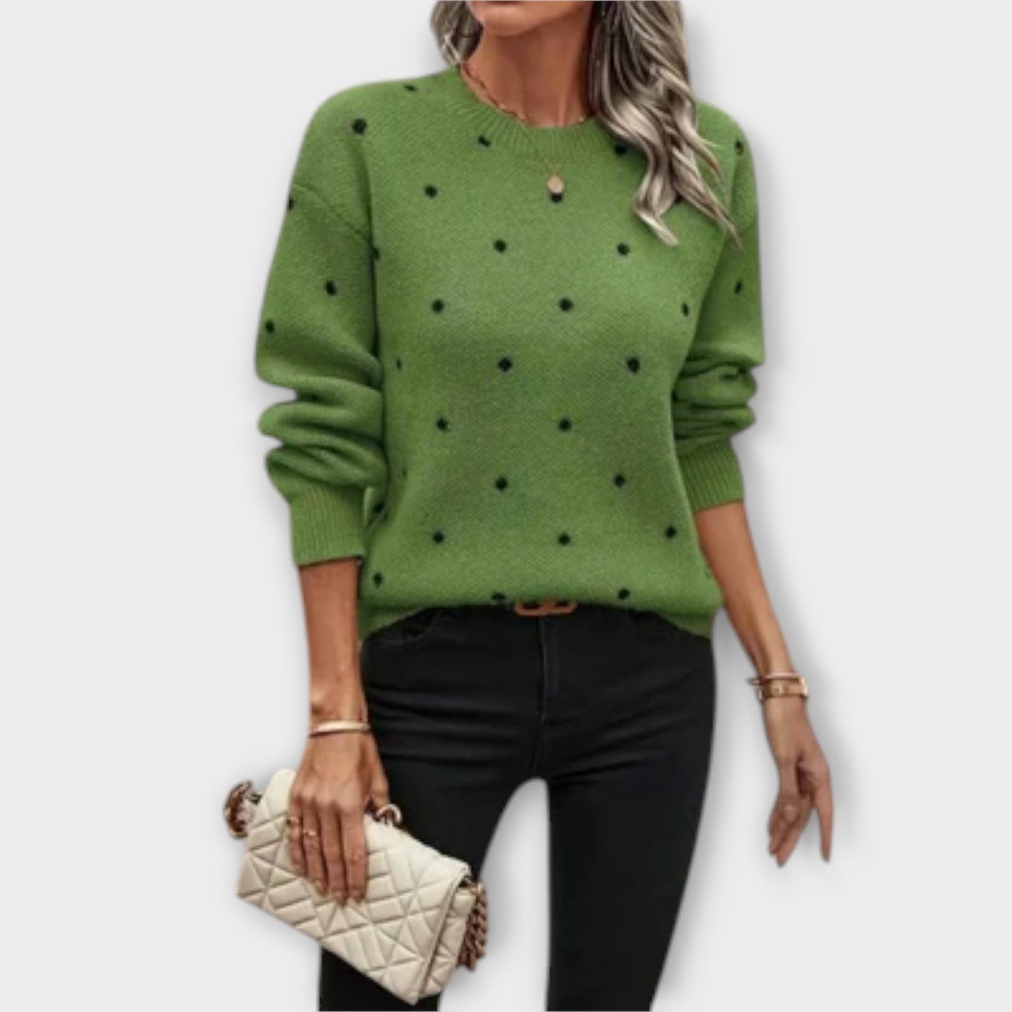 Dagny | Women's Polka Dot Pullover Sweater, Relaxed Fit