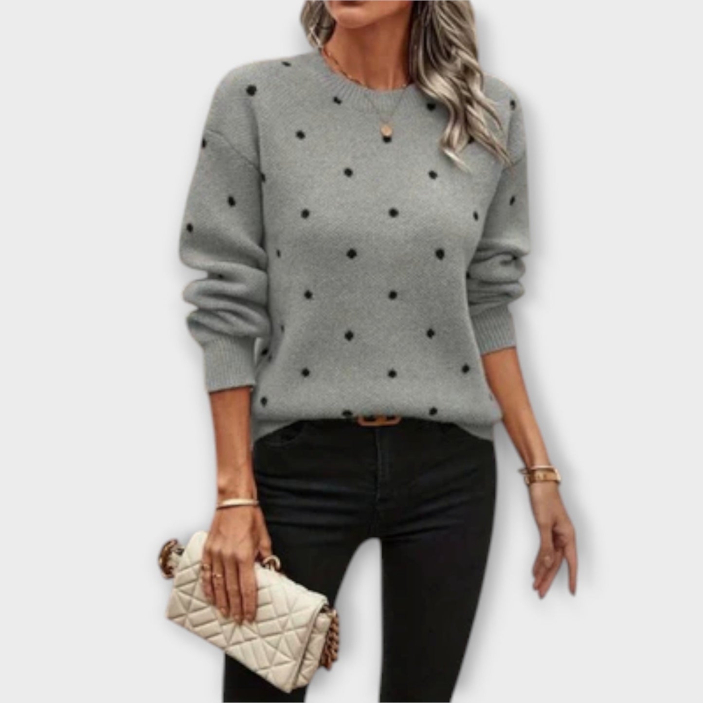 Dagny | Women's Polka Dot Pullover Sweater, Relaxed Fit