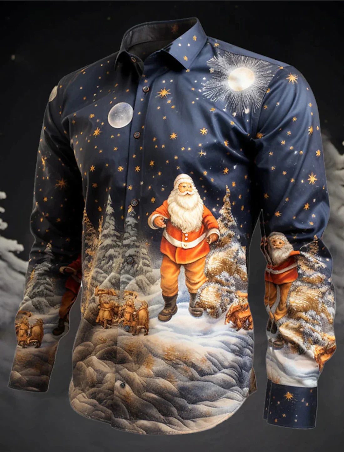 Gael | Collared Christmas Blouse with Button-Down Front for Men