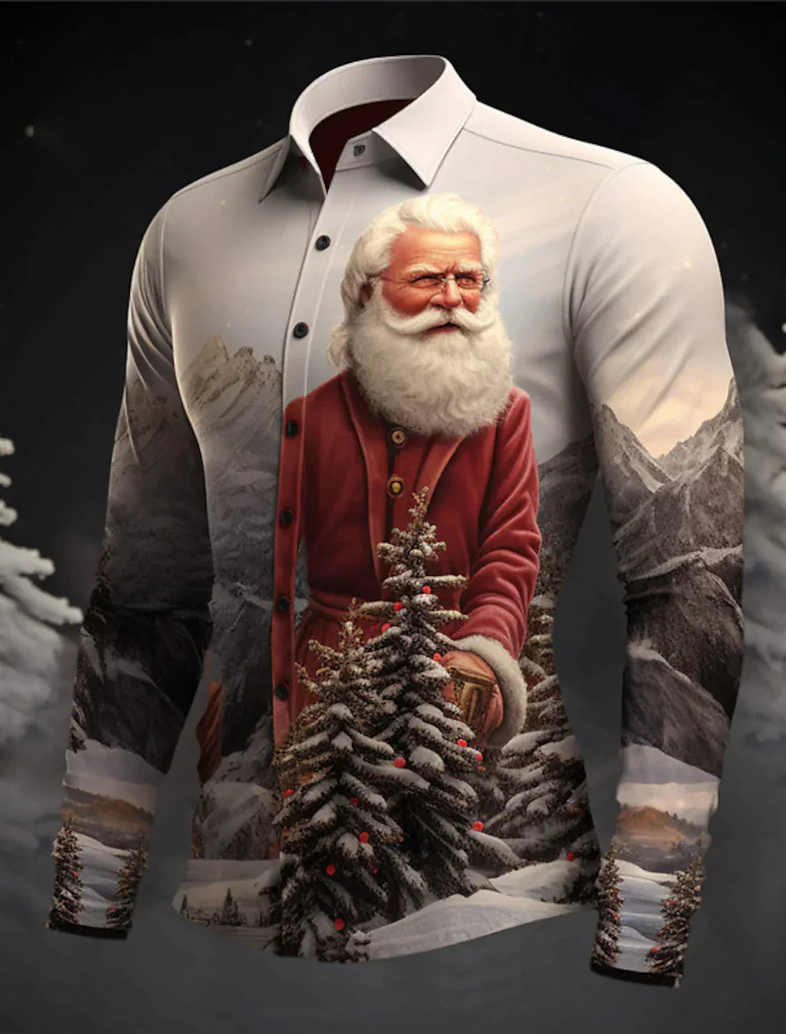 Gael | Collared Christmas Blouse with Button-Down Front for Men