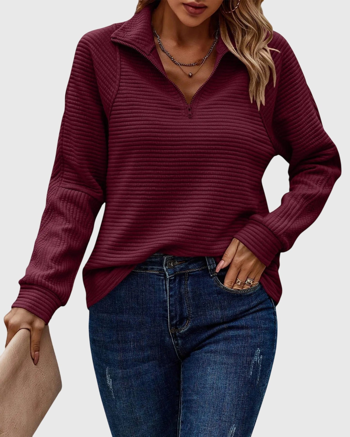 Molly | Women's Half-Zip Turtleneck Pullover Sweater