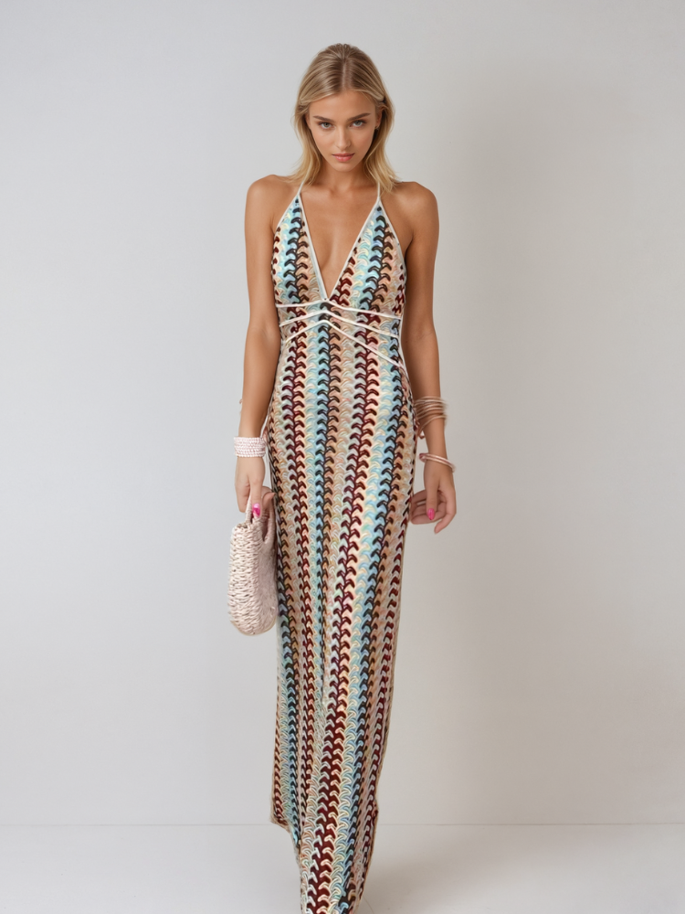 Naama-Lee™ | Backless V-Neck Maxi Dress 0