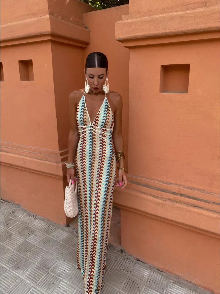 Naama-Lee™ | Backless V-Neck Maxi Dress 1