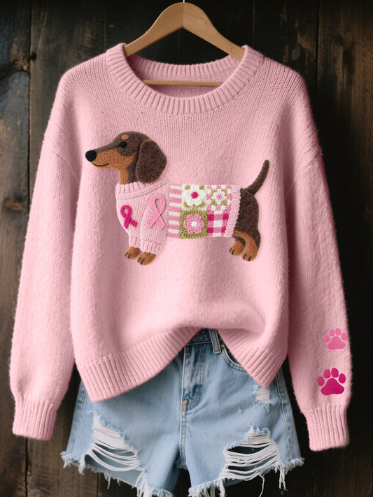 Naoni™ | Cozy Knit Sweater with Dachshund Patch Design 0
