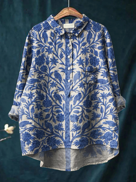 Natalie | Women's Indian Art Floral Vintage Print Casual Shirt 0