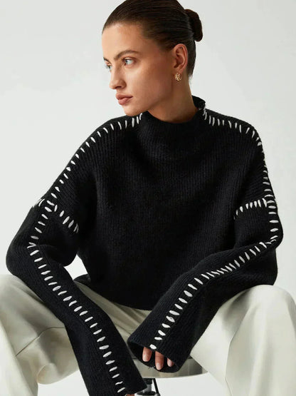 Nia | Women's Oversized Cozy Turtleneck Pullover Sweater