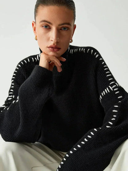 Nia | Women's Oversized Cozy Turtleneck Pullover Sweater