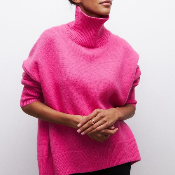 Noa | Women's Turtleneck Sweater Relaxed-Fit Chunky Knit Pullover