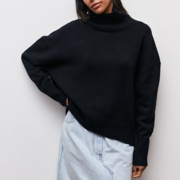 Noa | Women's Turtleneck Sweater Relaxed-Fit Chunky Knit Pullover