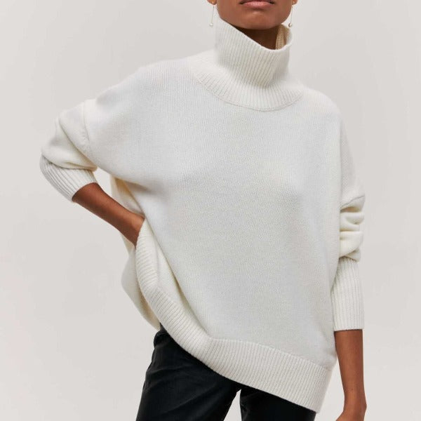 Noa | Women's Turtleneck Sweater Relaxed-Fit Chunky Knit Pullover