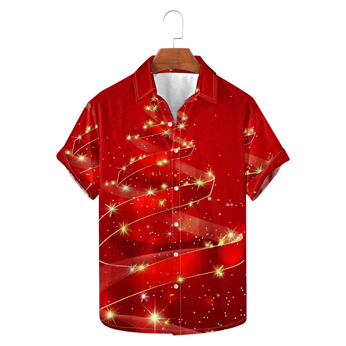 Maxim | Short Sleeve Christmas Blouse with Tree Print for Men
