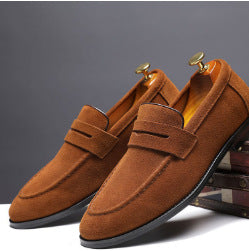 Adrian | Suede-Effect Penny Loafers with Apron Seam for Men