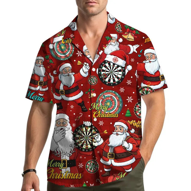 Lucien | Gingerbread Print Short Sleeve Christmas Blouse for Men