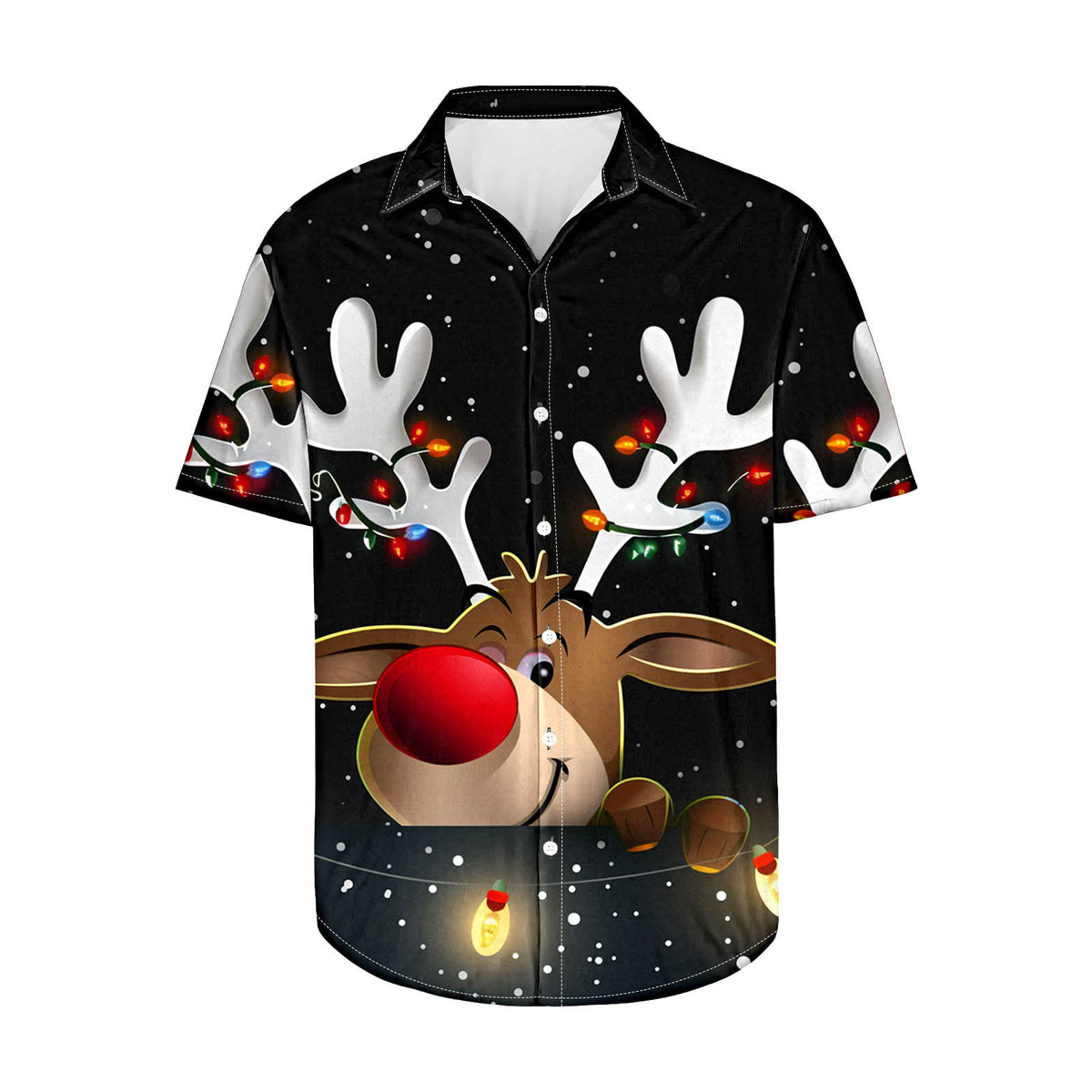 Maxim | Short Sleeve Christmas Blouse with Tree Print for Men