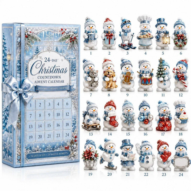 Nordic 24-Day Snowman Figurine Advent Calendar Christmas Gift