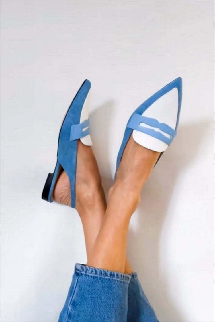 Jacqueline | Women's Blue Slingback Loafers Pointed Toe