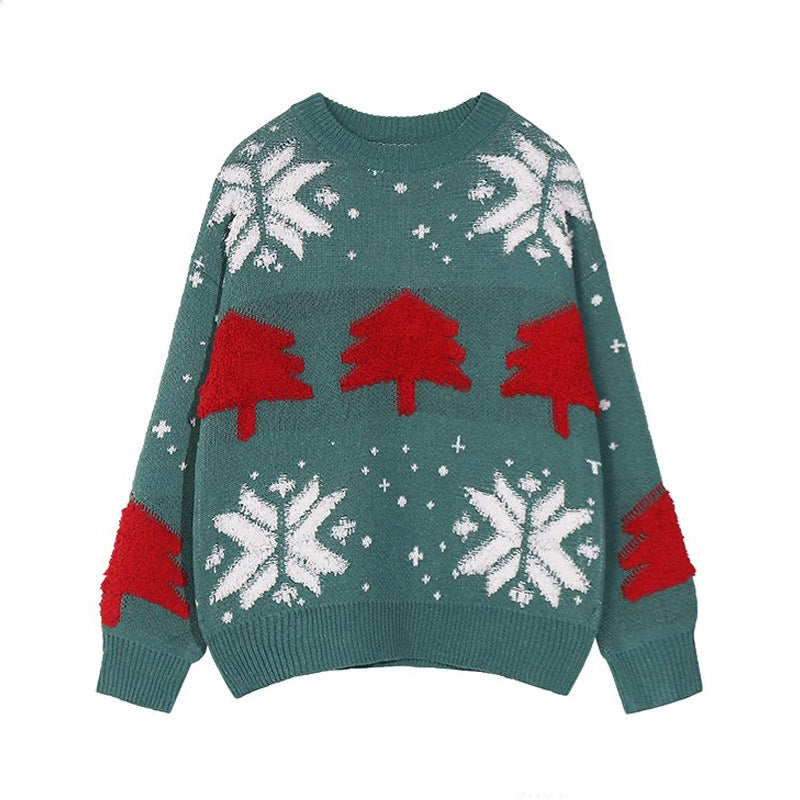 Lysandre | Christmas Sweater with Snowflake Tree Print for Women