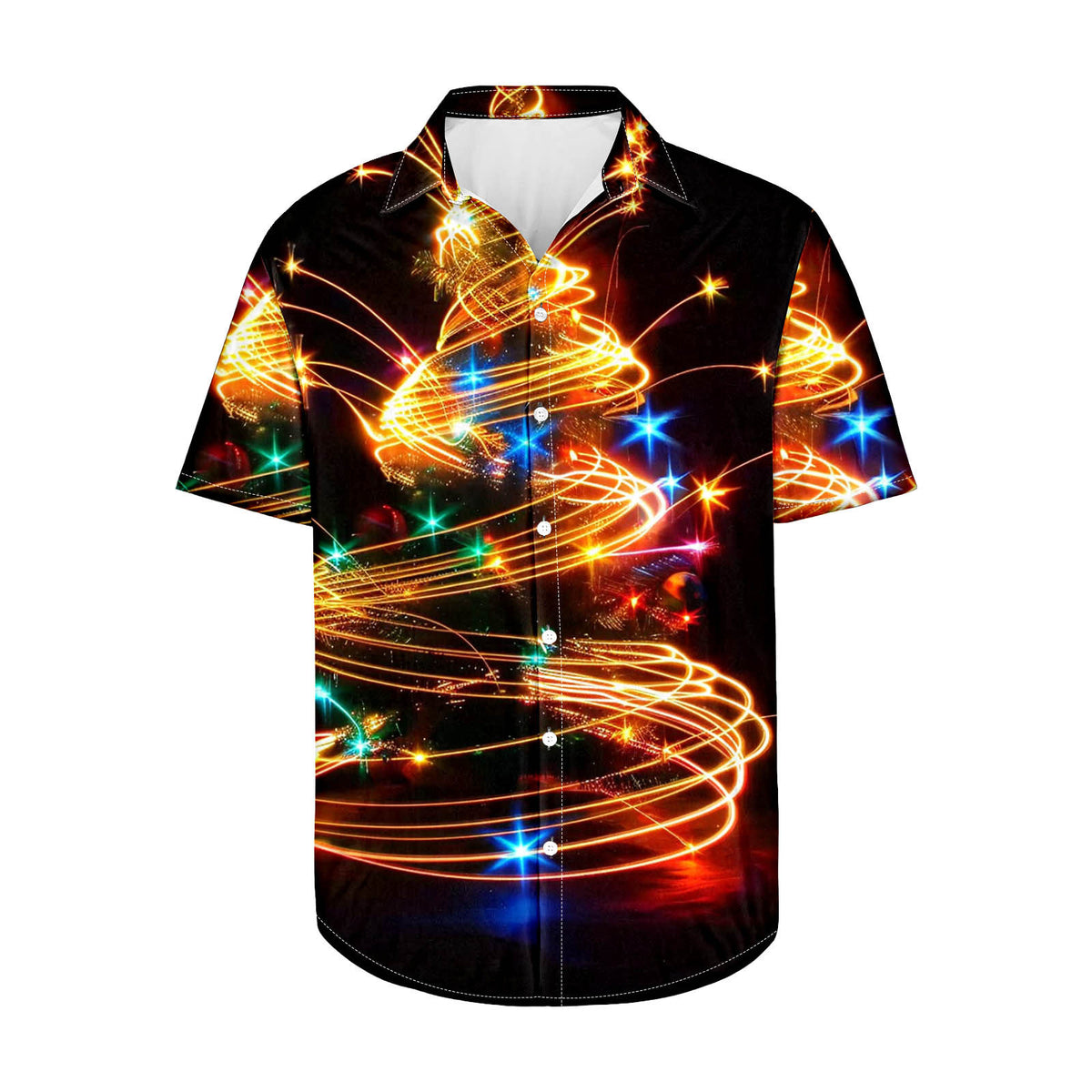 Maxim | Short Sleeve Christmas Blouse with Tree Print for Men