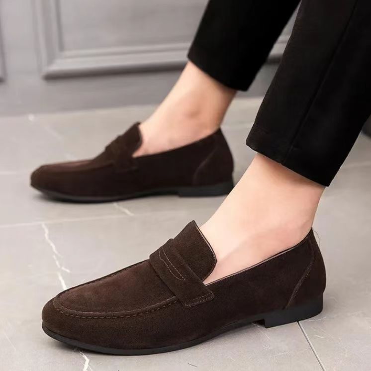 Adrian | Suede-Effect Penny Loafers with Apron Seam for Men