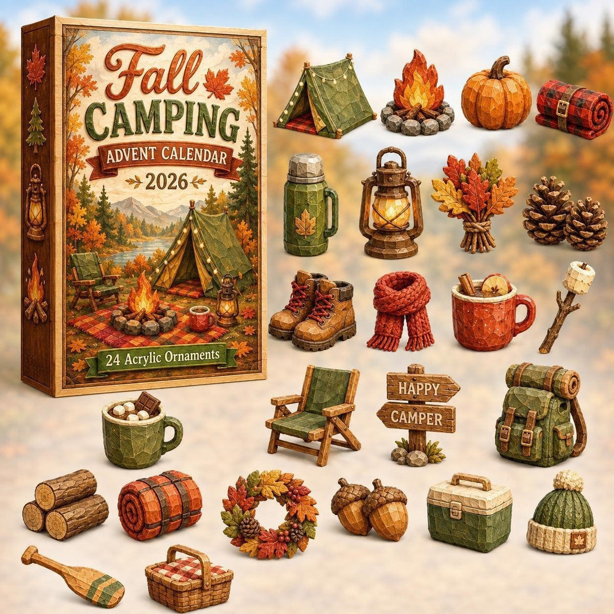 Dieuwke | Fall Camping Advent Calendar Christmas Gift Ornaments Set